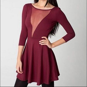 NWT American Apparel Low Cut Red Skater Dress